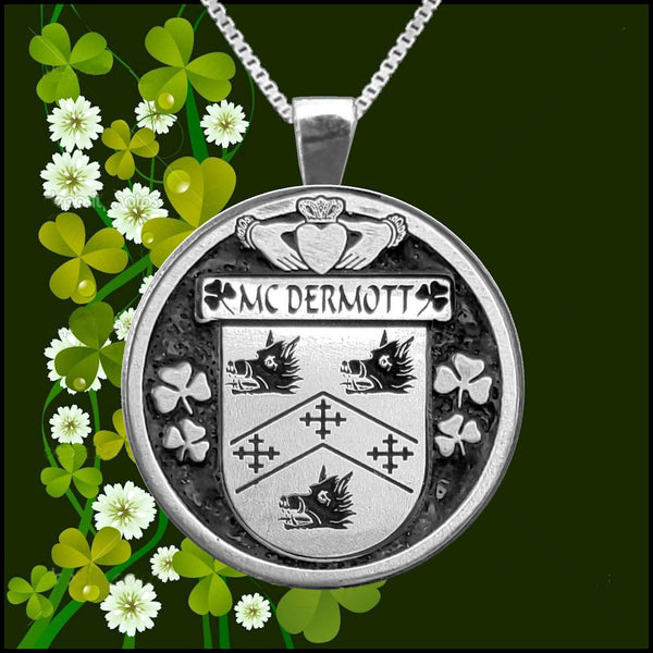 McDermott Irish Coat of Arms Disk Pendant, Irish
