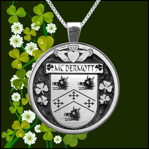 McDermott Irish Coat of Arms Disk Pendant, Irish