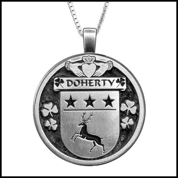 Doherty Irish Coat of Arms Disk Pendant, Irish