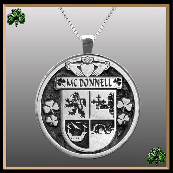 McDonnell Irish Coat of Arms Disk Pendant, Irish