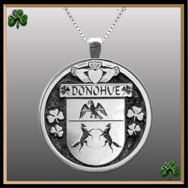 Donohue Irish Coat of Arms Disk Pendant, Irish