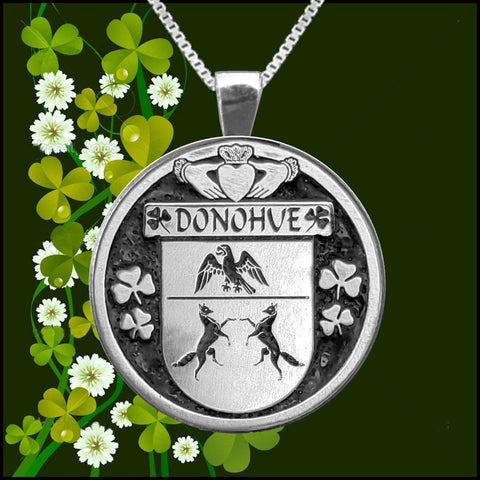 Donohue Irish Coat of Arms Disk Pendant, Irish