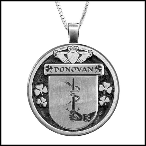 Donovan Irish Coat of Arms Disk Pendant, Irish