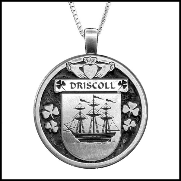 Driscoll Irish Coat of Arms Disk Pendant, Irish