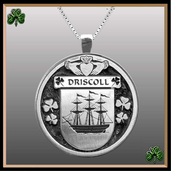 Driscoll Irish Coat of Arms Disk Pendant, Irish
