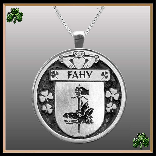 Fahy Irish Coat of Arms Disk Pendant, Irish