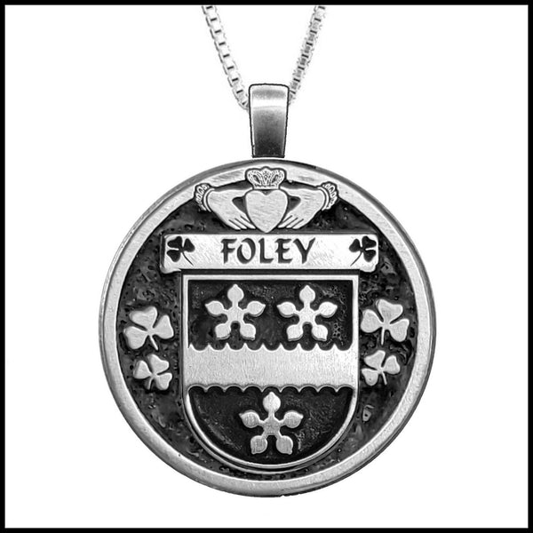 Foley Irish Coat of Arms Disk Pendant, Irish