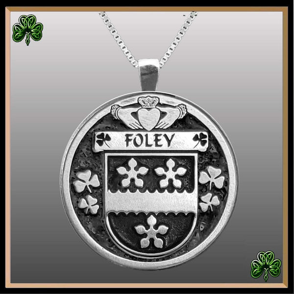 Foley Irish Coat of Arms Disk Pendant, Irish