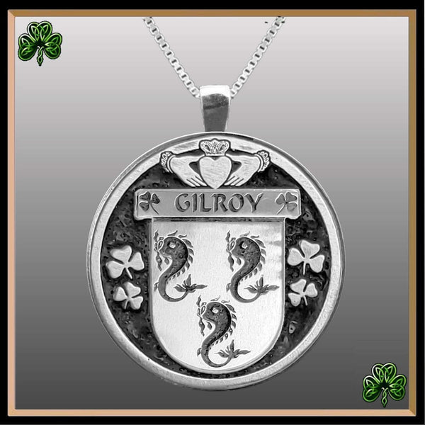 Gilroy Irish Coat of Arms Disk Pendant, Irish