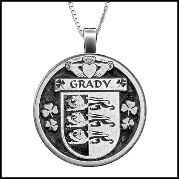 Grady Irish Coat of Arms Disk Pendant, Irish