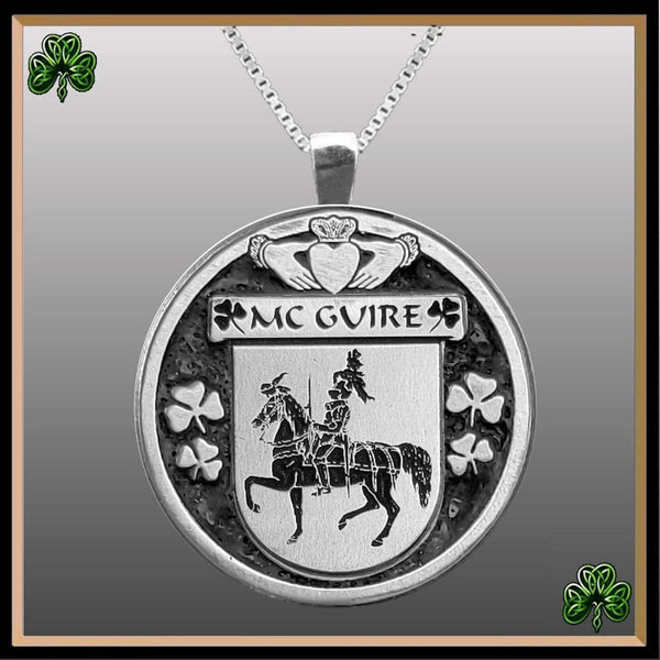 McGuire Irish Coat of Arms Disk Pendant, Irish