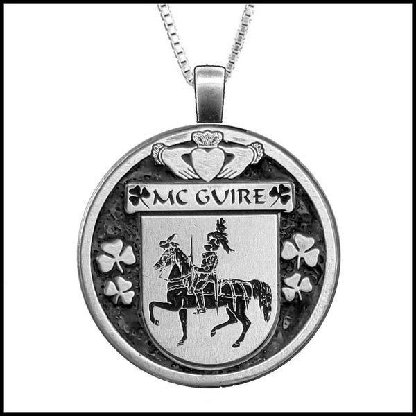 McGuire Irish Coat of Arms Disk Pendant, Irish