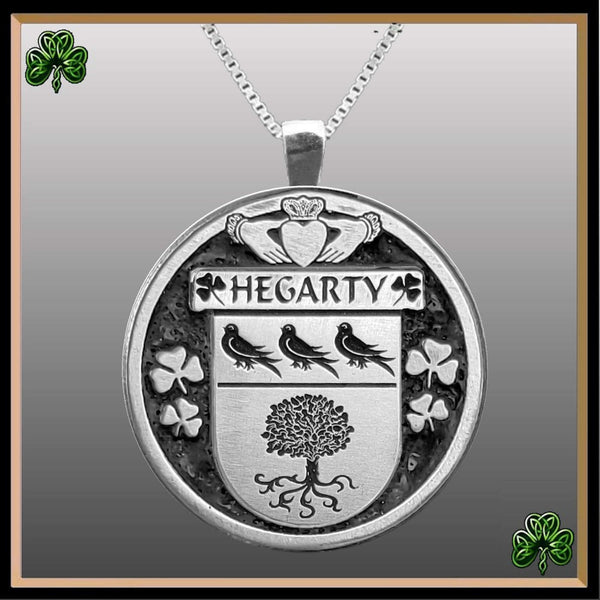 Hegarty Irish Coat of Arms Disk Pendant, Irish