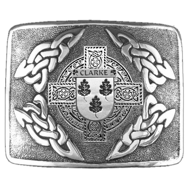 Clarke Irish Coat of Arms Interlace Kilt Buckle