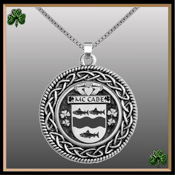 McCabe Irish Coat of Arms Celtic Interlace Disk Pendant ~ IP06