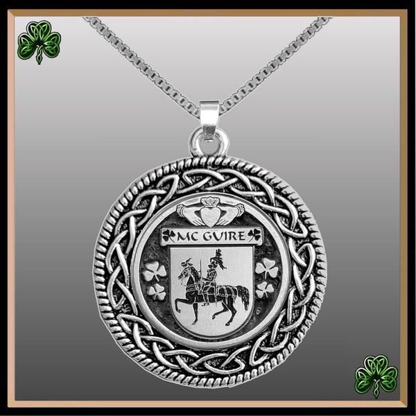 McGuire Irish Coat of Arms Celtic Interlace Disk Pendant ~ IP06