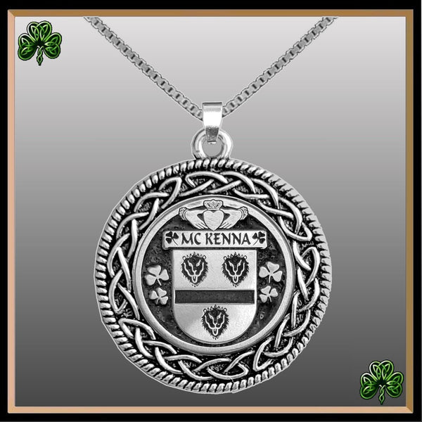 McKenna Irish Coat of Arms Celtic Interlace Disk Pendant ~ IP06