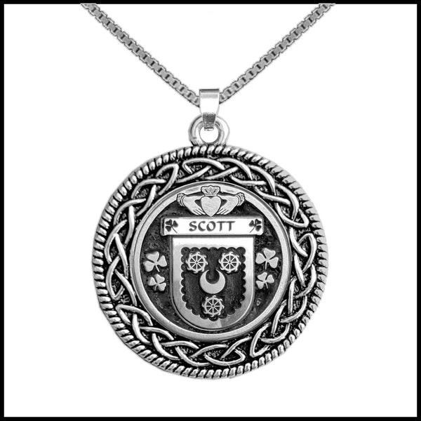 Scott Irish Coat of Arms Celtic Interlace Disk Pendant ~ IP06