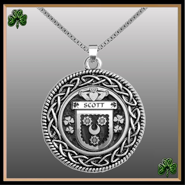 Scott Irish Coat of Arms Celtic Interlace Disk Pendant ~ IP06