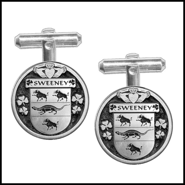 Sweeney Irish Coat of Arms Disk Cufflinks 