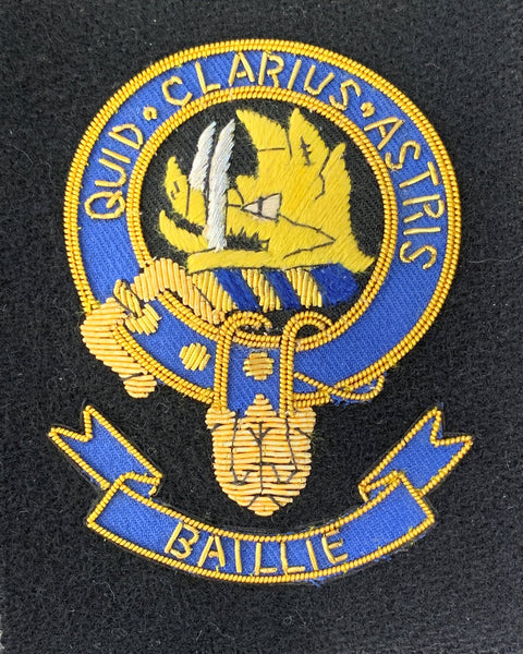 Baillie Scottish Clan Embroidered Crest