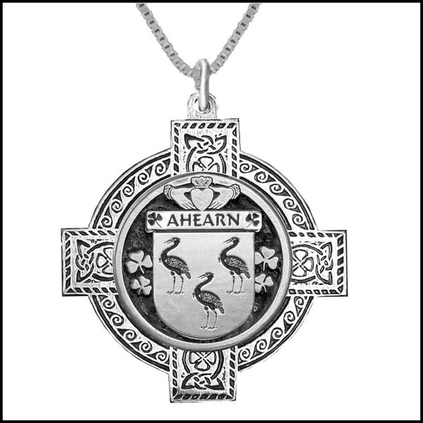 Ahearn Irish Coat of Arms Celtic Cross Pendant ~ IP04