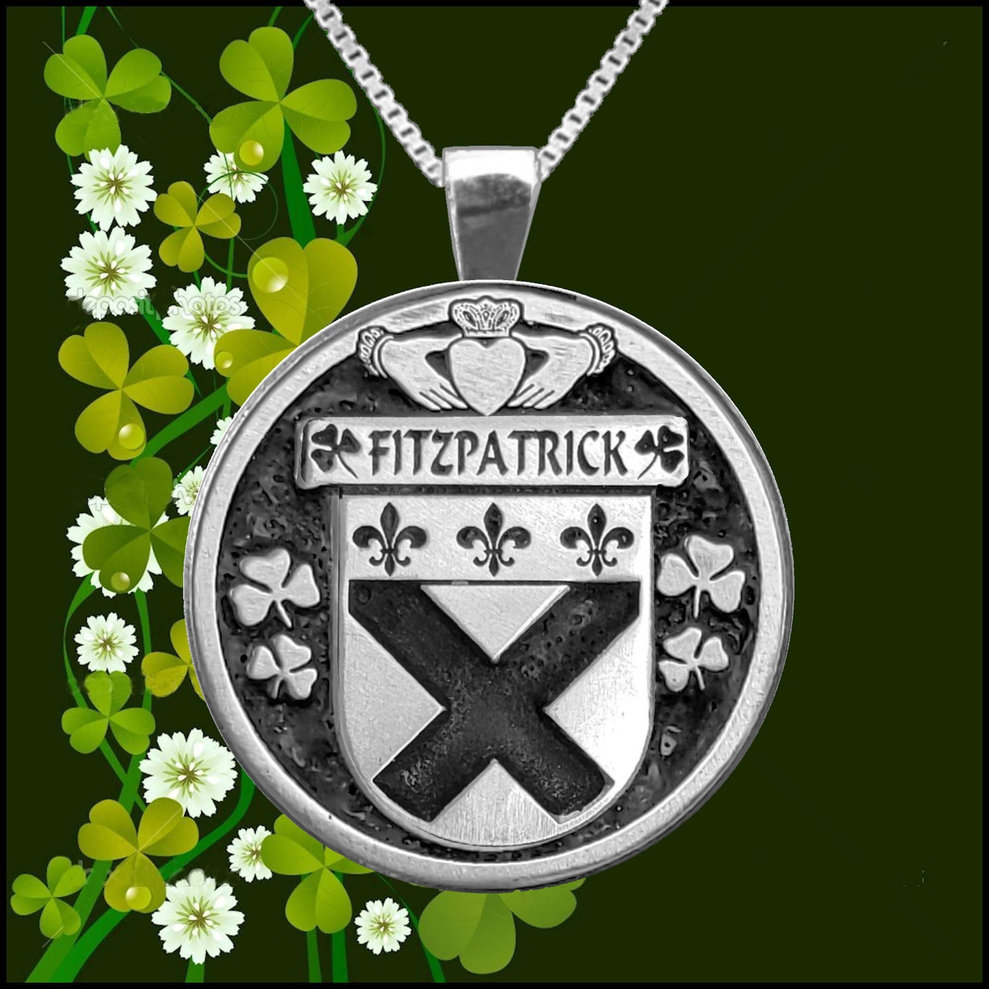 Fitzpatrick Irish Coat of Arms Disk Pendant, Irish
