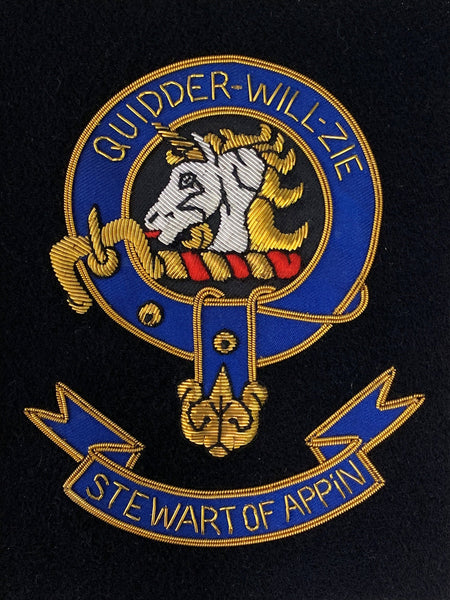 Stewart of Appin Clan Large Frameable Embroidered Crest