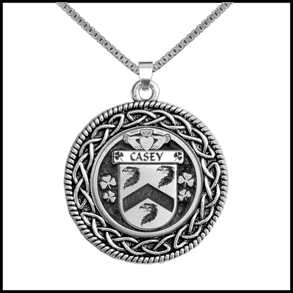 Casey Irish Coat of Arms Celtic Interlace Disk Pendant ~ IP06