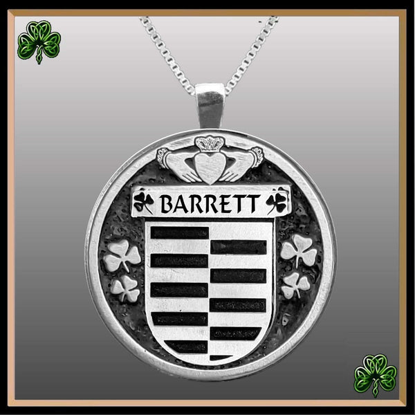Barrett Irish Coat of Arms Disk Pendant, Irish