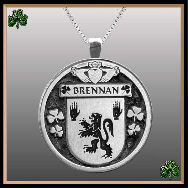 Brennan Irish Coat of Arms Disk Pendant, Irish