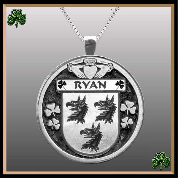 Ryan Irish Coat of Arms Disk Pendant, Irish