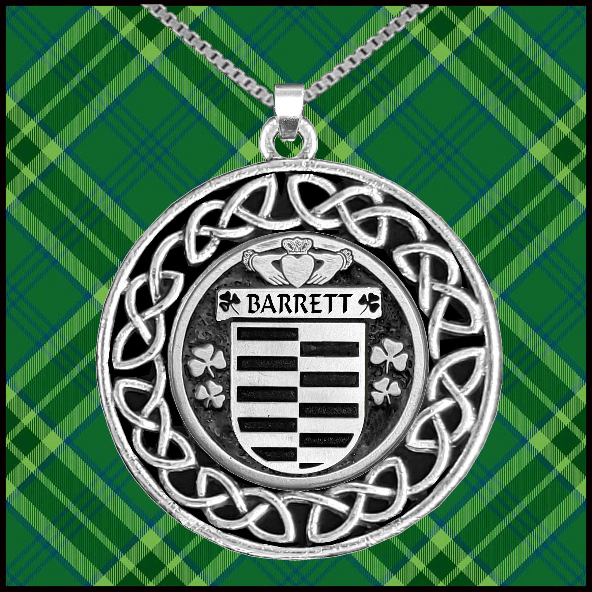 Barrett Irish Coat of Arms Celtic Interlace Brooch or Pendant ~ IP06L