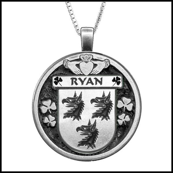 Ryan Irish Coat of Arms Disk Pendant, Irish