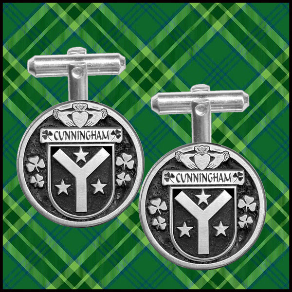 Cunningham Irish Coat of Arms Disk Cufflinks