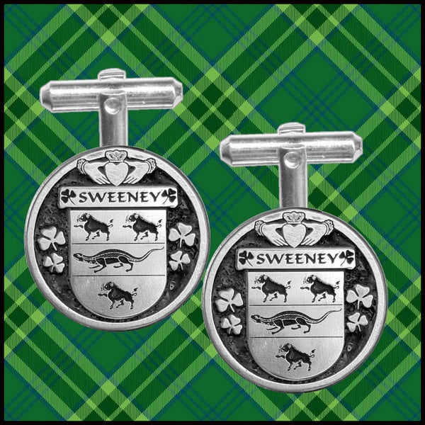 Sweeney Irish Coat of Arms Disk Cufflinks 