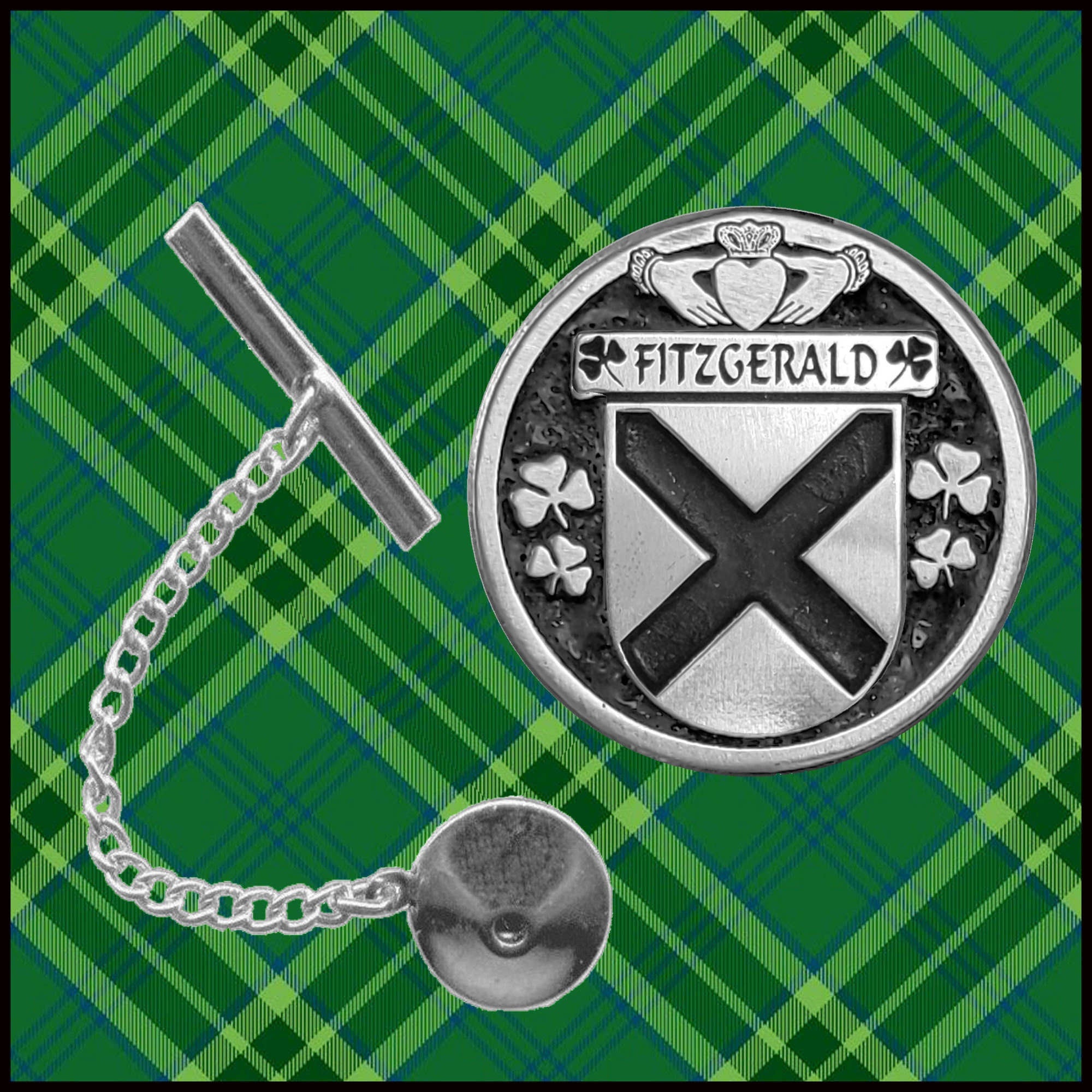 Fitzgerald Irish Coat of Arms Disk Tie Tack/ Lapel Pin