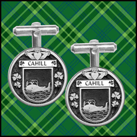 Cahill Irish Coat of Arms Disk Cufflinks