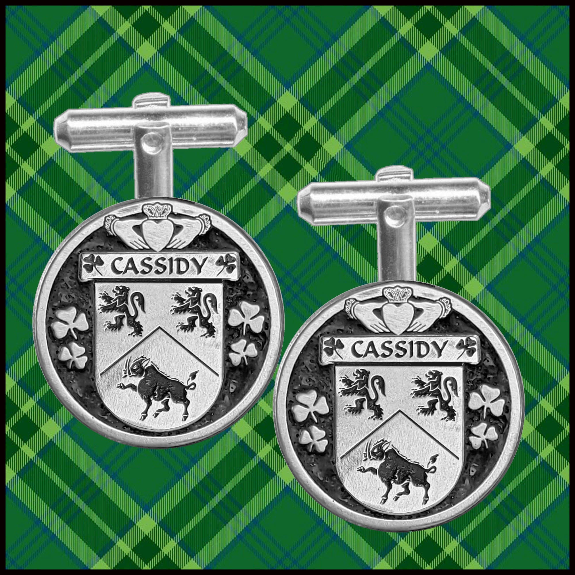 Cassidy Irish Coat of Arms Disk Cufflinks