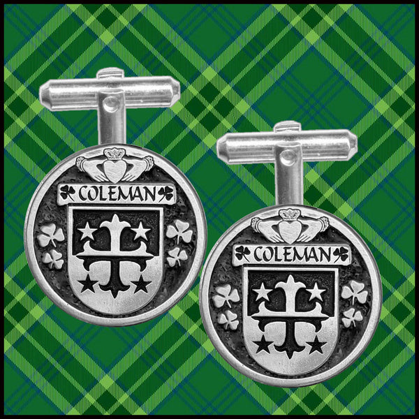 Coleman Irish Coat of Arms Disk Cufflinks