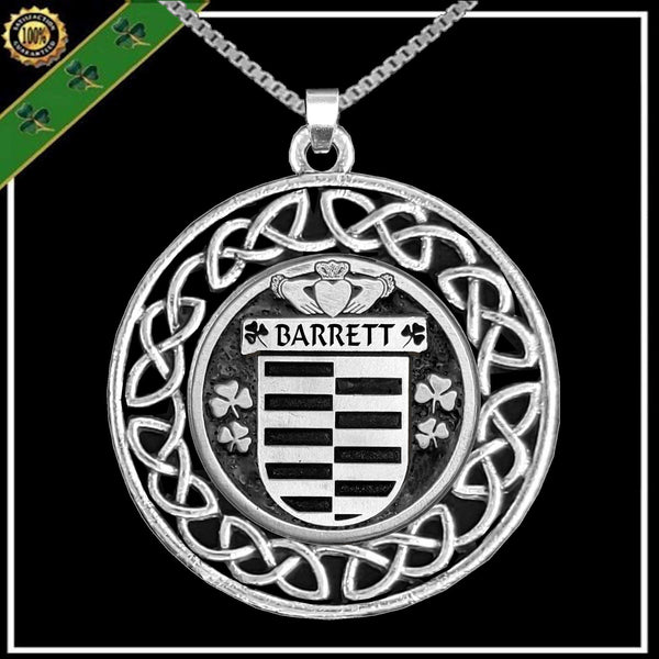 Barrett Irish Coat of Arms Celtic Interlace Brooch or Pendant ~ IP06L