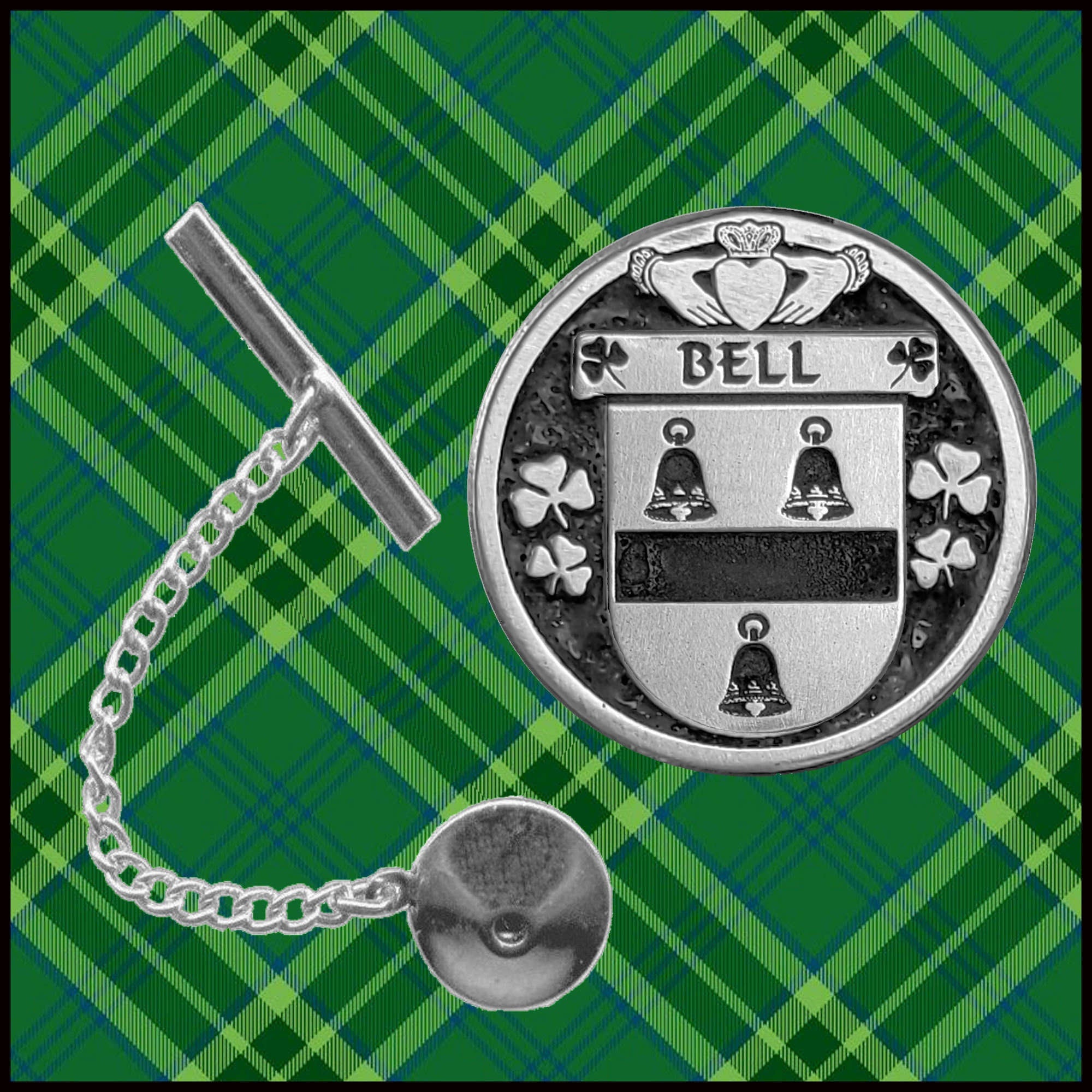 Bell Irish Coat of Arms Disk Lapel Pin/ Tie Tack
