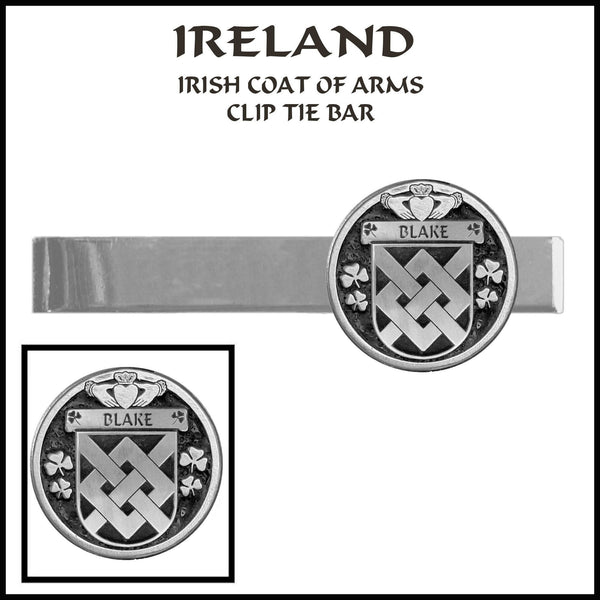 Blake Irish Coat of Arms Clip Tie Bar