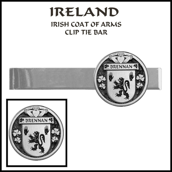 Brennan Irish Coat of Arms Clip Tie Bar