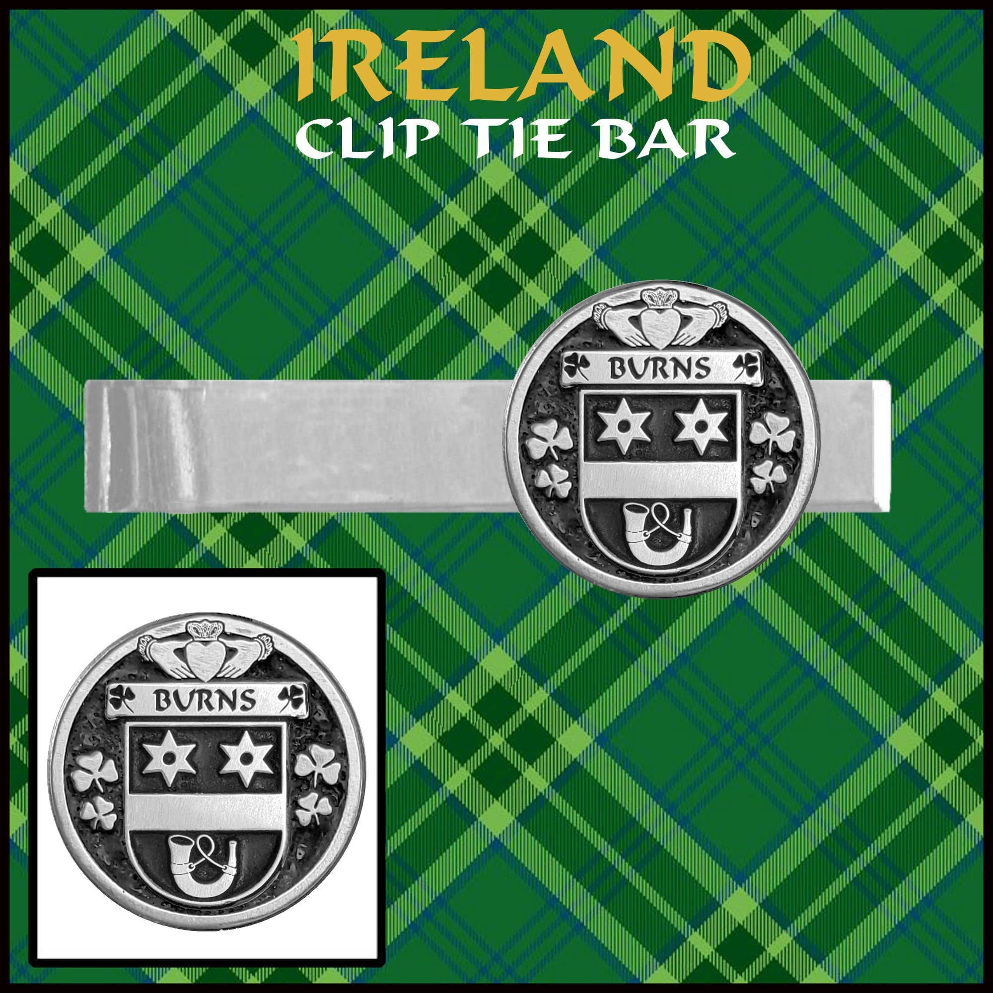 Burns Irish Coat of Arms Clip Tie Bar