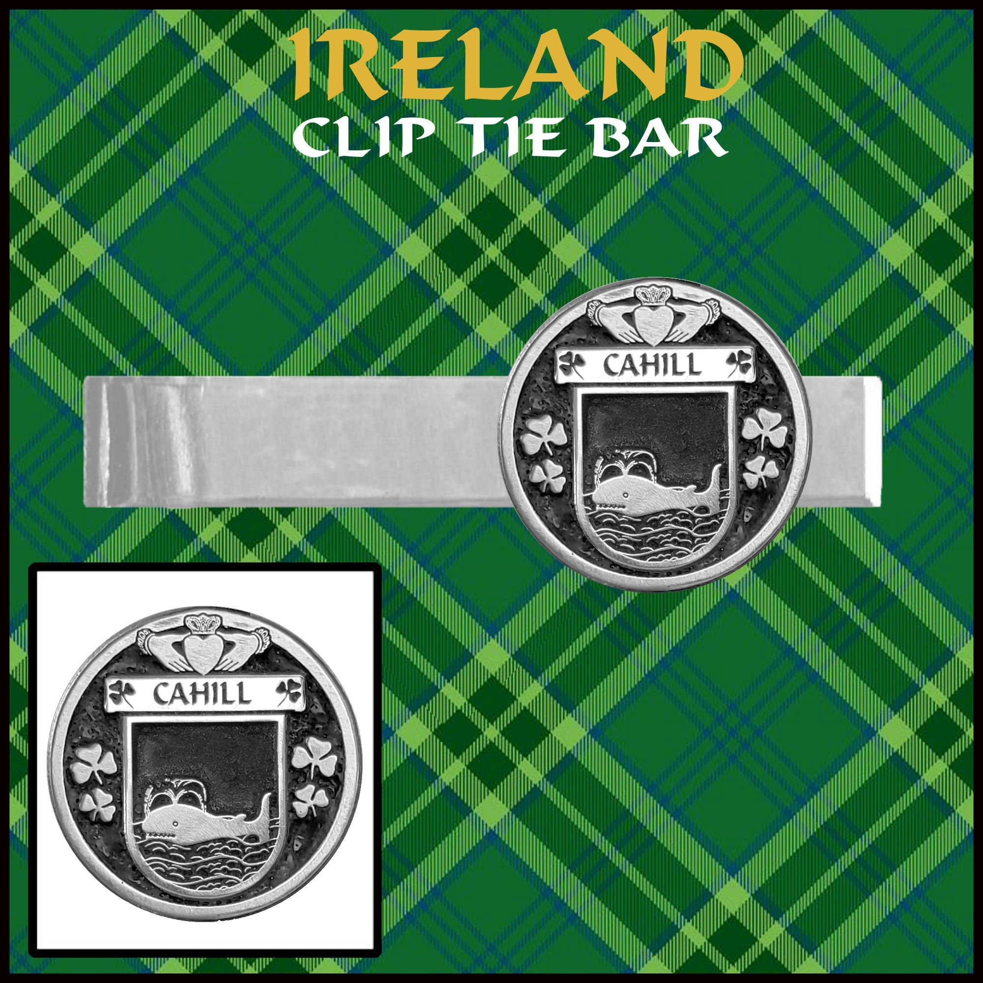 Cahill Irish Coat of Arms Clip Tie Bar