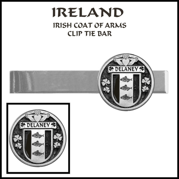 Delaney Irish Coat of Arms Clip Tie Bar - ICTB10