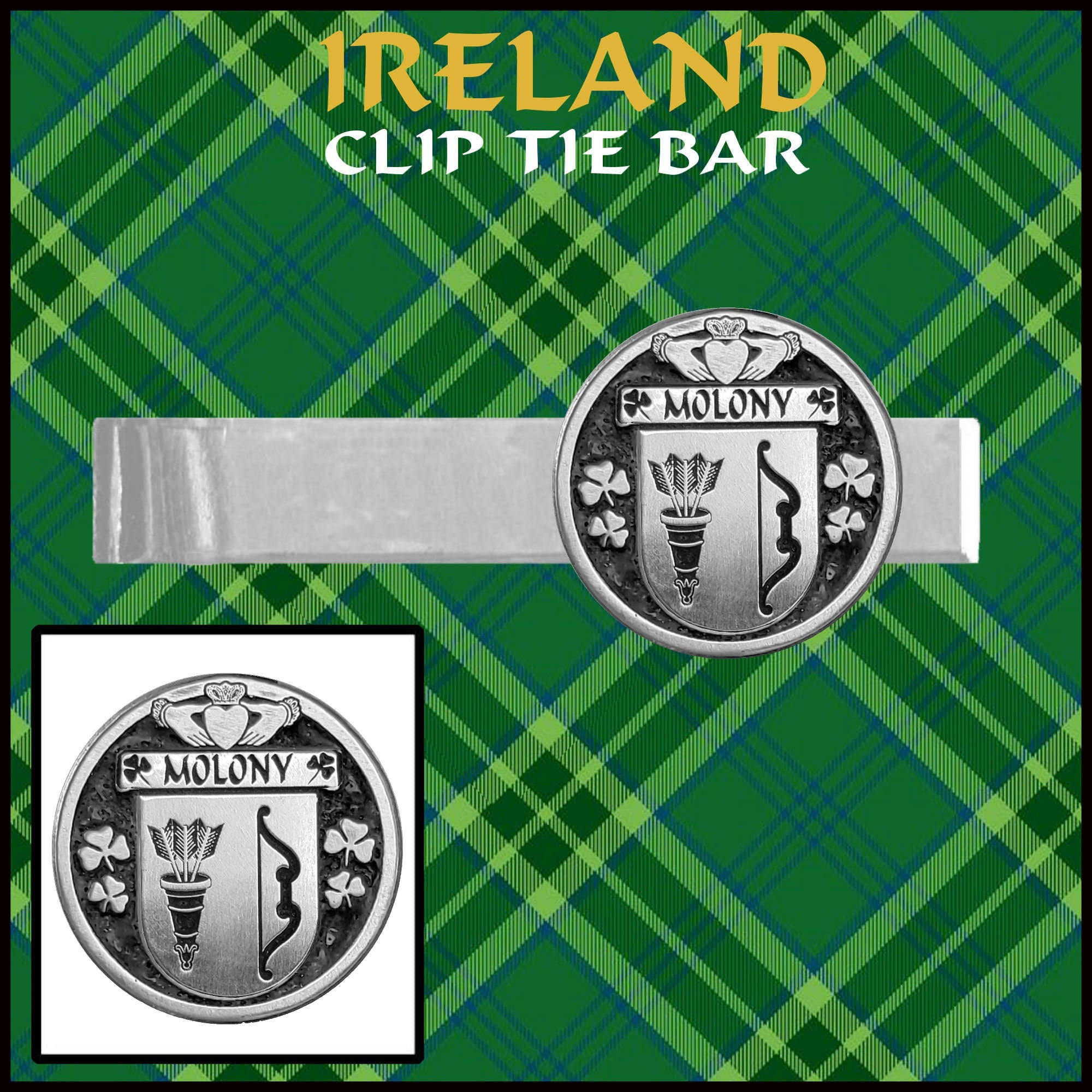 Molony Irish Coat of Arms Clip Tie Bar