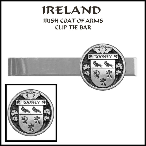 Rooney Irish Coat of Arms Clip Tie Bar