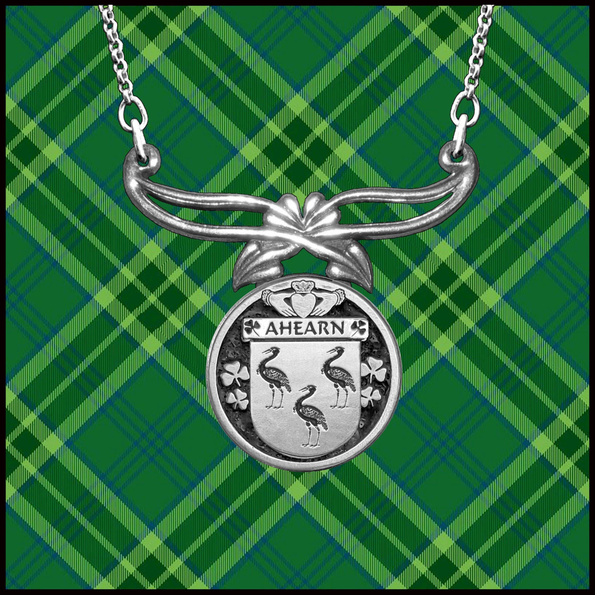 Ahearn Irish Coat of Arms Art Nouveau Drop Pendant